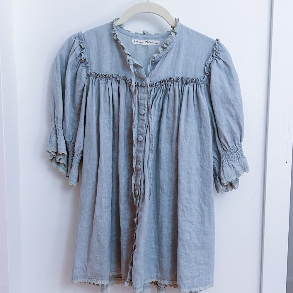 Kara Thoms The Meadow Blouse in Blue - Picture 3 of 5